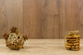 Chocolate chip cookies. Cinnamon sticks, cardamom and star anise. Royalty Free Stock Photo