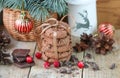 Chocolate chip cookies, cranberry and chocolate. Christmas gifts Royalty Free Stock Photo