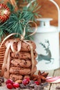 Chocolate chip cookies, cranberry and chocolate. Christmas gifts Royalty Free Stock Photo