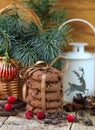 Chocolate chip cookies, cranberry and chocolate. Christmas gifts Royalty Free Stock Photo