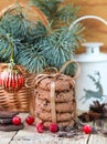 Chocolate chip cookies, cranberry and chocolate. Christmas gifts Royalty Free Stock Photo