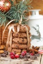 Chocolate chip cookies, cranberry and chocolate. Christmas gifts Royalty Free Stock Photo