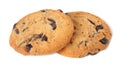 Chocolate chip cookies isolated on white background. Sweet biscuits. Homemade pastry. Royalty Free Stock Photo