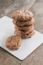 chocolate chip cookies, meringue with cracks on a rustic background Royalty Free Stock Photo