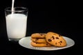 Chocolate Chip Cookies and Milk Royalty Free Stock Photo