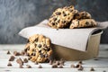 Chocolate chip cookies on blur background