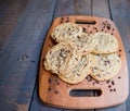 Chocolate chip cookies on a platter Yum!!! Royalty Free Stock Photo