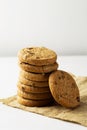Stack of biscuits with copy space. Chocolate chip cookies Royalty Free Stock Photo