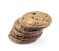 Chocolate chip cookies on white background