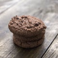 Chocolate chip cookies on wooden background Royalty Free Stock Photo