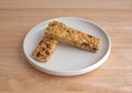 Chocolate chip granola bars on a plate