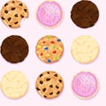 Chocolate Chip, Sugar, Fudge Cookie Seamless Repeating Background Royalty Free Stock Photo