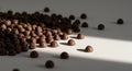 Chocolate Chips Cascade in Sunlight: Culinary Delight and Baking Ingredient Royalty Free Stock Photo