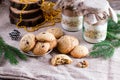 Chocolate chips cookie mix in glass jar Royalty Free Stock Photo