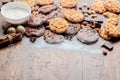 Chocolate chips cookies, peanut cookies. Royalty Free Stock Photo