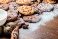 Chocolate chips cookies and peanut cookies. Royalty Free Stock Photo