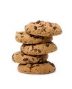 Chocolate chips cookies, on white background