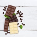 Chocolate chocolates bar food sweets square copyspace top view Royalty Free Stock Photo