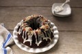 Chocolate Christmas Bundt Fruit Cake with Lemon Frosting