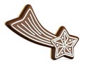 Chocolate Christmas gingerbread falling star decorated with white Royalty Free Stock Photo