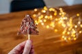 Chocolate Christmas tree candies, festive sweets for holiday table Royalty Free Stock Photo