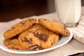 Chocolate chunk cookies with a glass of milk Royalty Free Stock Photo