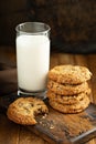 Chocolate chunk cookies with a glass of milk Royalty Free Stock Photo