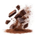 Chocolate chunks and cocoa powder explosion 1 Royalty Free Stock Photo
