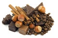 Chocolate, cinnamon, nuts, coffee beans