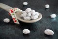 Chocolate coated Almonds on Decorative Spoon Royalty Free Stock Photo