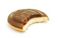 Chocolate coated biscuit with jelly