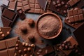 Chocolate with cocoa powder Royalty Free Stock Photo