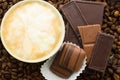 Chocolate on cofee background Royalty Free Stock Photo