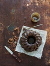 Chocolate coffee bundt cake with salt caramel