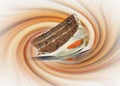 Chocolate coffee cappuccino carrot cake slice deluxe luxury swirls swirling latte Royalty Free Stock Photo