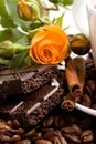 Chocolate, coffee, cinnamon and flower