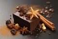 Chocolate coffee cinnamon hazelnut food. Generate Ai