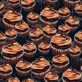 Chocolate Coffee cupcake pattern on black background