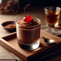 Chocolate-coffee mousse with whipped cream Royalty Free Stock Photo