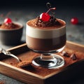 Chocolate-coffee mousse with whipped cream Royalty Free Stock Photo