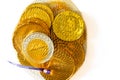 Chocolate coins, ginger nuts and a chocolate Saint Nicolas, typical candy for children at Sinterklaas feest, a dutch party for chi Royalty Free Stock Photo