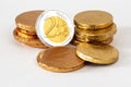 Chocolate coins, ginger nuts and a chocolate Saint Nicolas, typical candy for children at Sinterklaas feest, a dutch party for chi Royalty Free Stock Photo