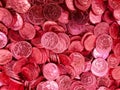 Chocolate Coins Wrapped in Red Foil Royalty Free Stock Photo