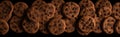 Chocolate cookie background banner with copy space. Generative Ai Royalty Free Stock Photo