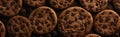 Chocolate cookie background banner with copy space. Generative Ai