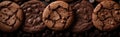 Chocolate cookie background banner with copy space. Generative Ai Royalty Free Stock Photo