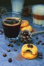 Chocolate cookie with black coffee Royalty Free Stock Photo