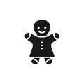 Chocolate cookie ginger man shape. Christmas gingerbread cartoon black symbol. Royalty Free Stock Photo