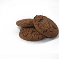 Chocolate cookie on white background