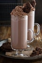 Chocolate cookie milkshake in tall mugs Royalty Free Stock Photo